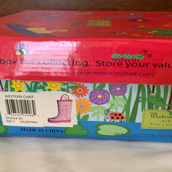 Western Chief NEW Pink Kitty Rain Boots Size 2 - Picture 12 of 12